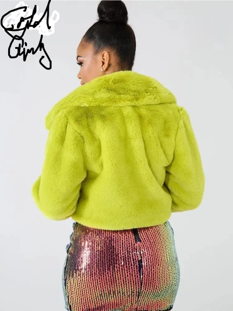 Veste courte en fausse fourrure pour femmes, blouson doux à revers, manches longues, ouvert, vêtements d'extérieur confortable, Streetwear,