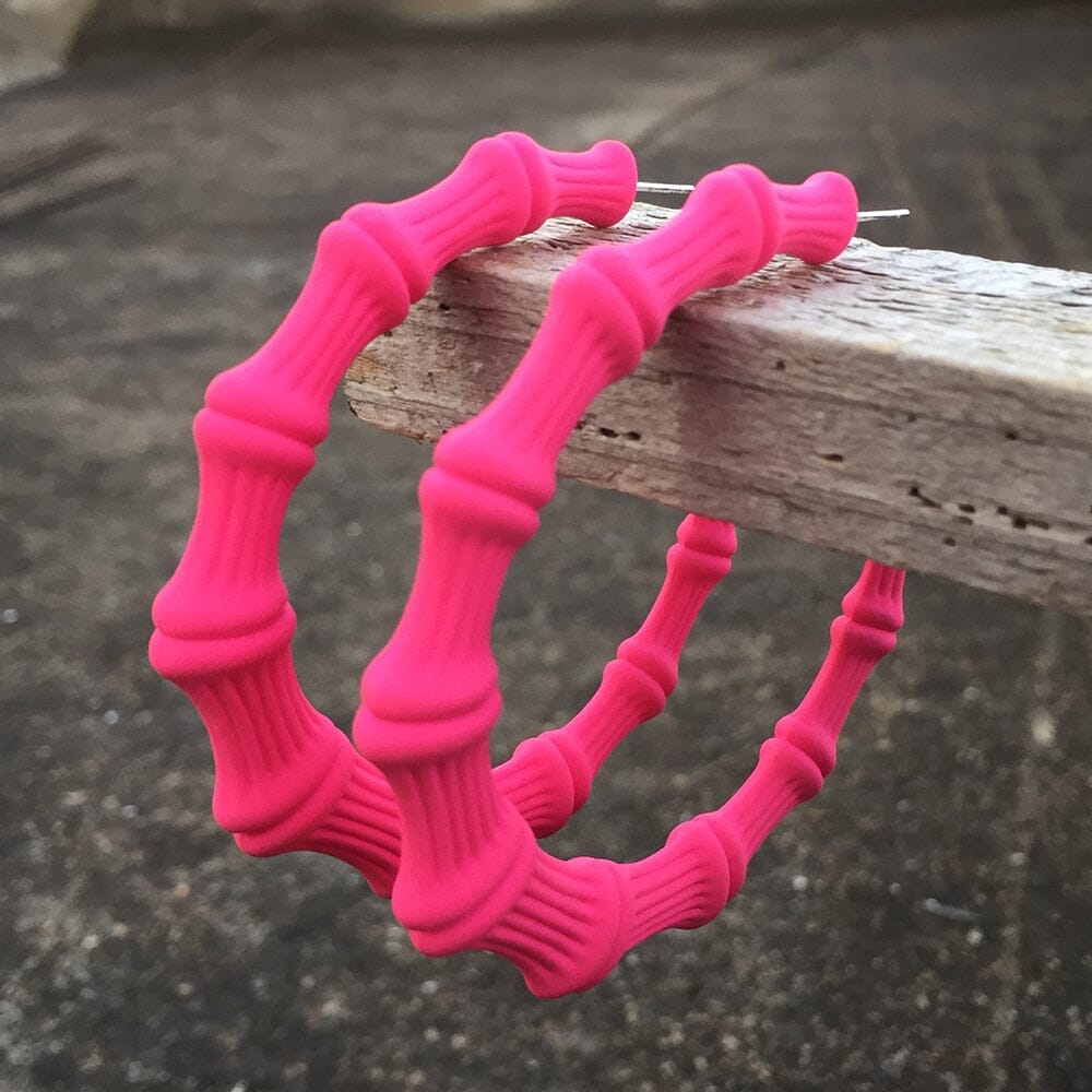 Boucles d'oreilles créoles Bambou nouvelle résine colorée