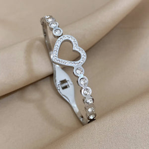 Bracelets tendance GoldGirly en acier inoxydable avec strass et zircone cubique pour femmes, couleur argent, bijoux