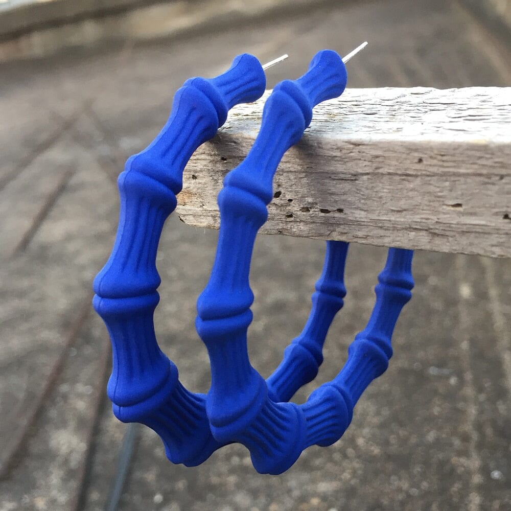 Boucles d'oreilles créoles Bambou nouvelle résine colorée