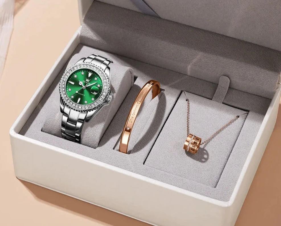 Montre à Quartz femmes - montre élégante de Luxe diamants et acier inoxydable étanche - ensemble haut de gamme - marque originale montre-bracelet