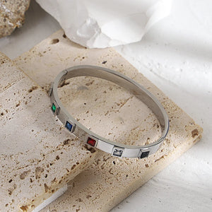 Bracelets tendance GoldGirly en acier inoxydable avec strass et zircone cubique pour femmes, couleur argent, bijoux