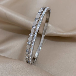 Bracelets tendance GoldGirly en acier inoxydable avec strass et zircone cubique pour femmes, couleur argent, bijoux
