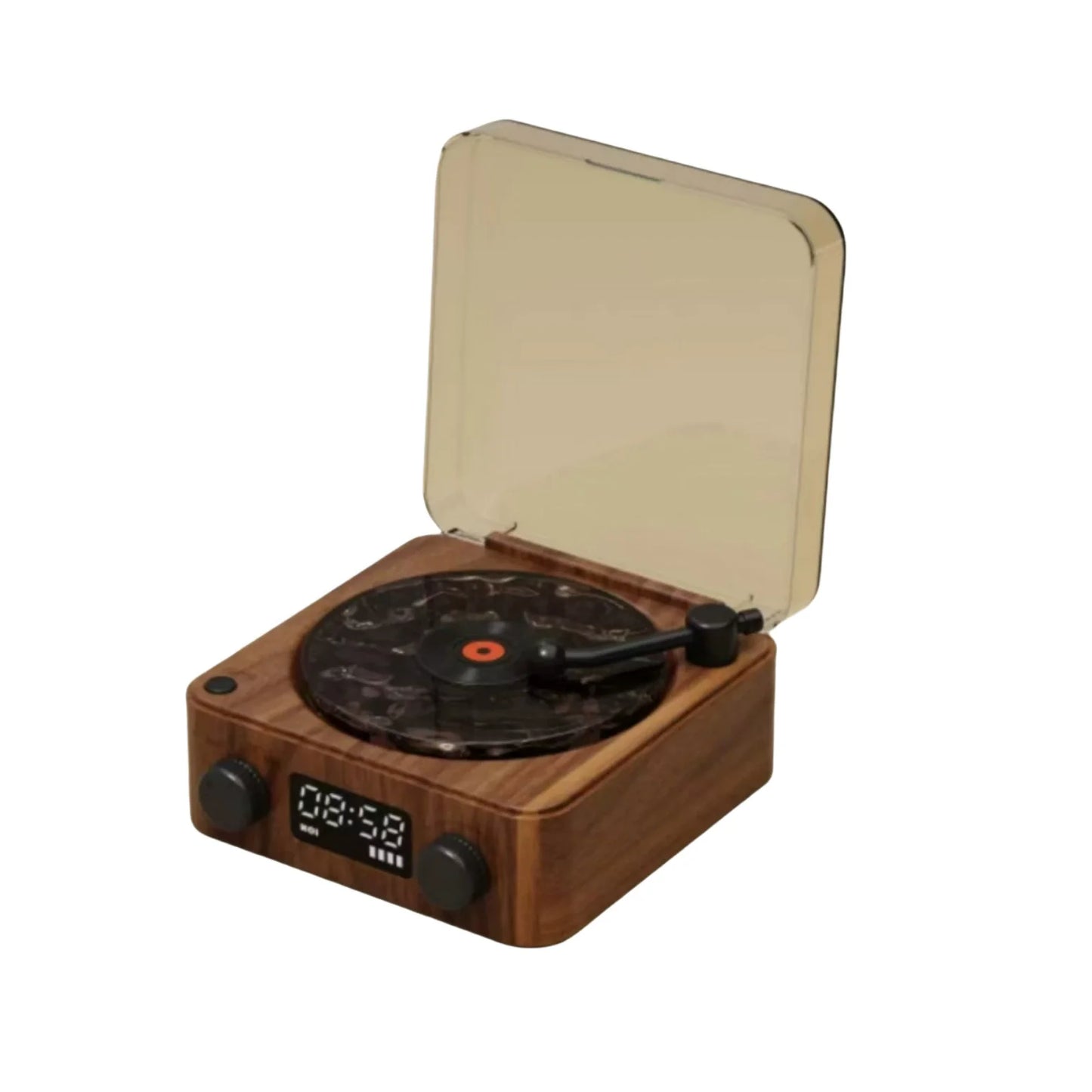 Veilleuse rétro en forme de tourne-disque avec haut-parleur Bluetooth et bruit blanc pour favoriser le sommeil, lumière d'ambiance RGB pour une chambre relaxante ou une chambre d'enfant d'ado, ambiance musicale
