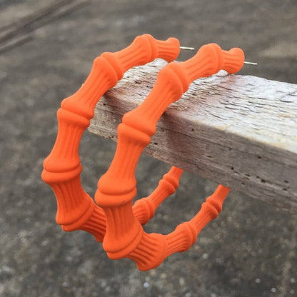 Boucles d'oreilles créoles Bambou nouvelle résine colorée