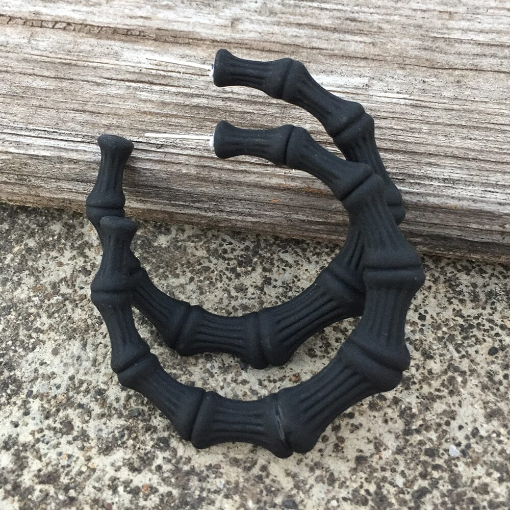 Boucles d'oreilles créoles Bambou nouvelle résine colorée