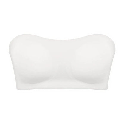 Soutien-gorge push-up sexy sans bretelles rembourré et amovible, sans coutures, en soie glacée, invisible, dos nu, antidérapant, épaules dénudées