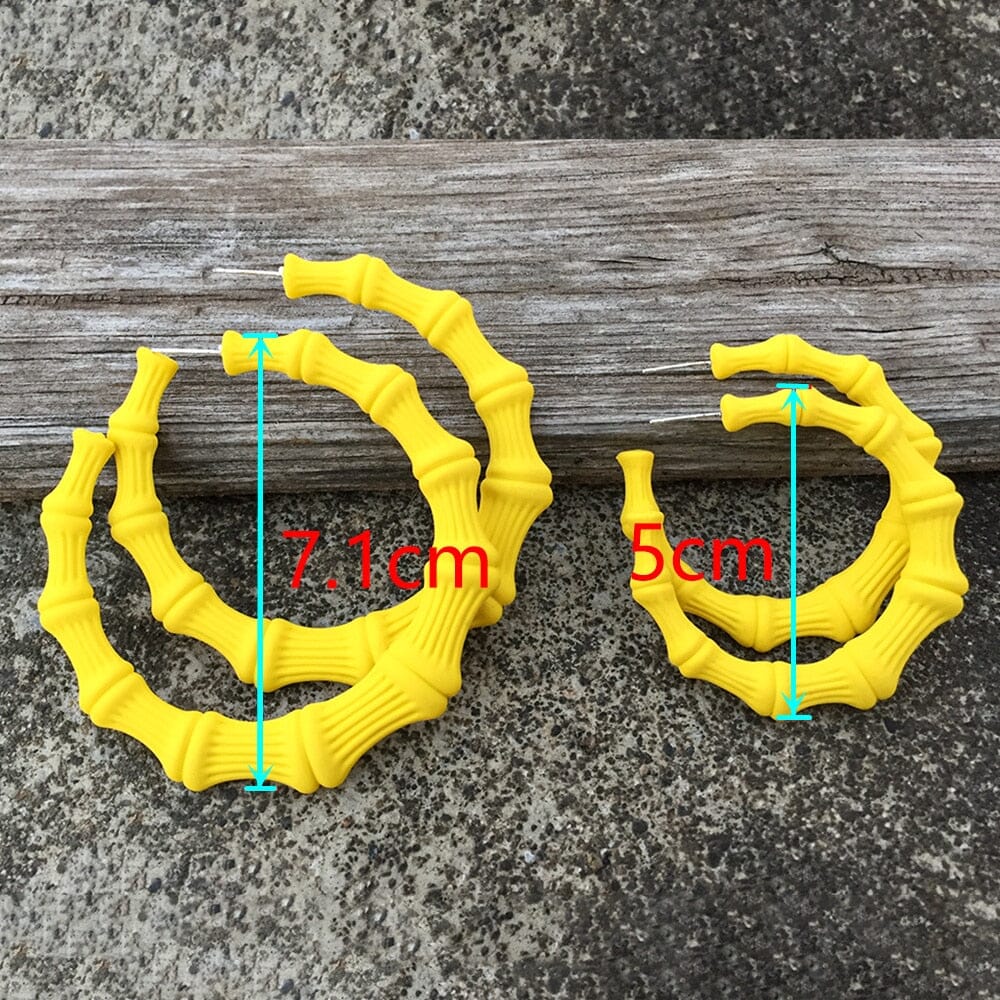 Boucles d'oreilles créoles Bambou nouvelle résine colorée