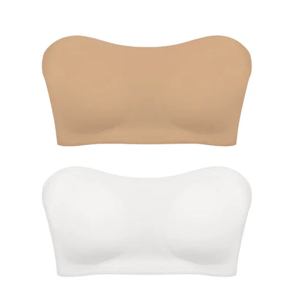 Soutien-gorge push-up sexy sans bretelles rembourré et amovible, sans coutures, en soie glacée, invisible, dos nu, antidérapant, épaules dénudées