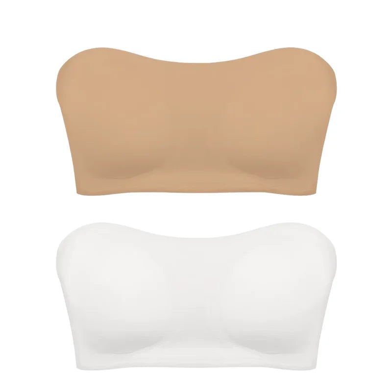 Soutien-gorge push-up sexy sans bretelles pour femme, rembourré et amovible, sans coutures, en soie glacée, invisible, dos nu, antidérapant, épaules dénudées