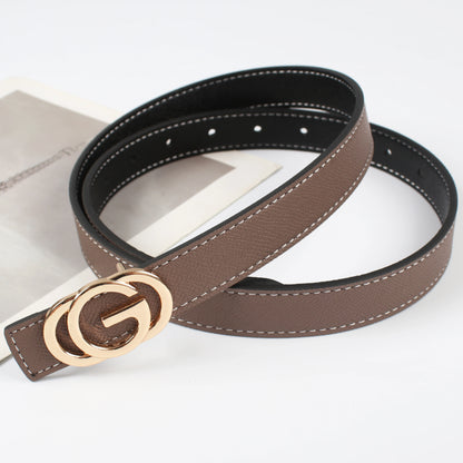 Ceinture réversible pour femme, boucle lisse, cuir véritable de haute qualité, 2,3 cm, tendance et polyvalente.