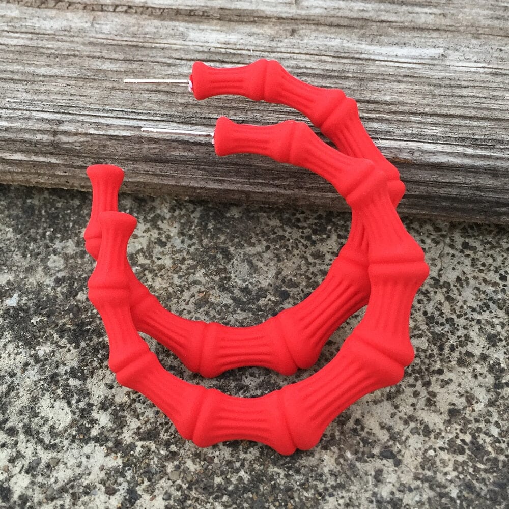 Boucles d'oreilles créoles Bambou nouvelle résine colorée