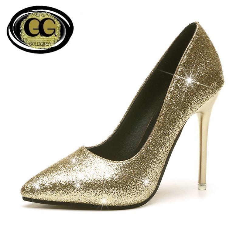 Chaussures à Hauts talons Mode Sexy-Or-Argent ou noir pailleté à Bout Pointu GoldGirly