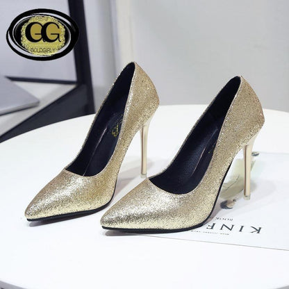 Chaussures à Hauts talons Mode Sexy-Or-Argent ou noir pailleté à Bout Pointu GoldGirly