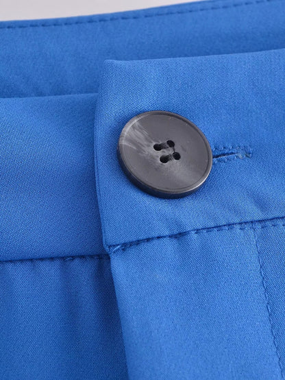 Pantalon stylé à pinces, coupe droite, différentes couleurs-rose-bleu-vert-jaune-orange