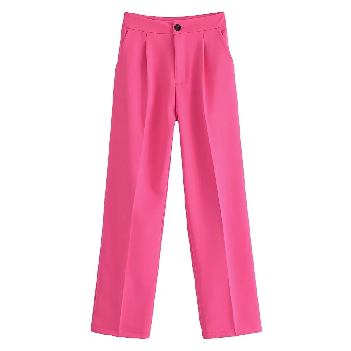 Pantalon stylé à pinces, coupe droite, différentes couleurs-rose-bleu-vert-jaune-orange
