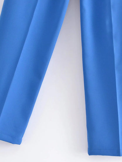 Pantalon stylé à pinces, coupe droite, différentes couleurs-rose-bleu-vert-jaune-orange