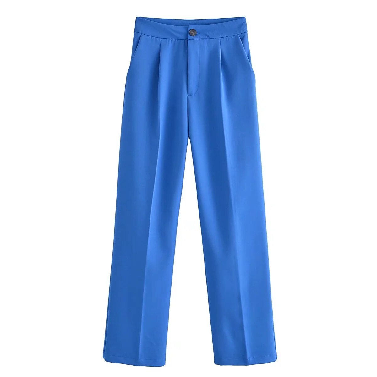Pantalon stylé à pinces, coupe droite, différentes couleurs-rose-bleu-vert-jaune-orange