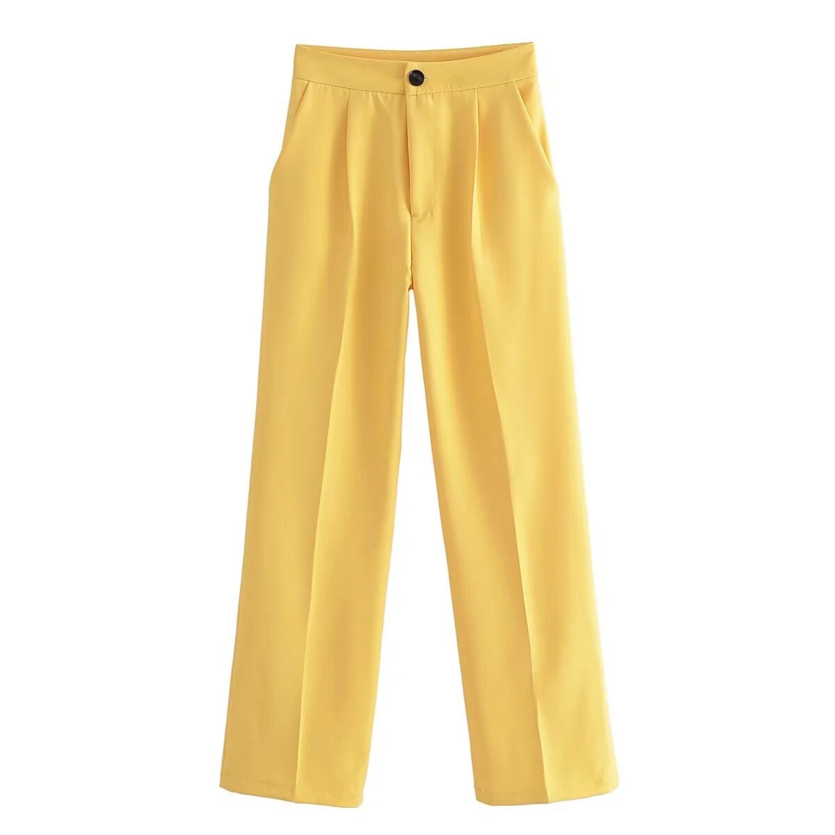 Pantalon stylé à pinces, coupe droite, différentes couleurs-rose-bleu-vert-jaune-orange
