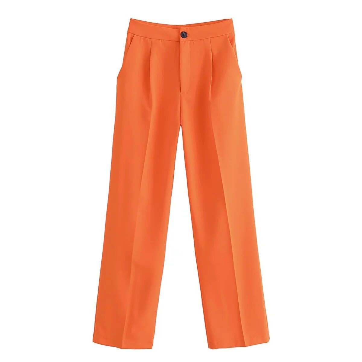 Pantalon stylé à pinces, coupe droite, différentes couleurs-rose-bleu-vert-jaune-orange