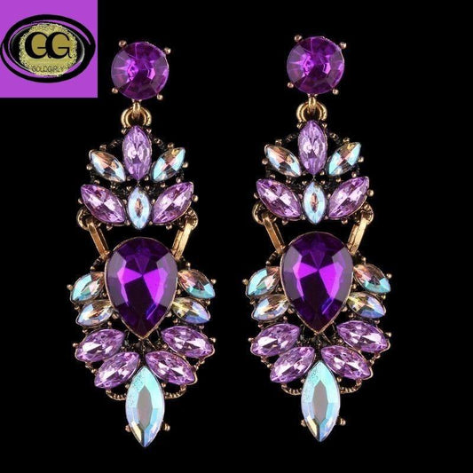 Boucles d'oreilles en perles de couleurs mode luxueuse-gemmes