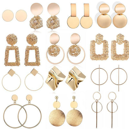 Boucles D'oreilles Éblouissantes de Mode Grandes Géométriques rondes Moderne