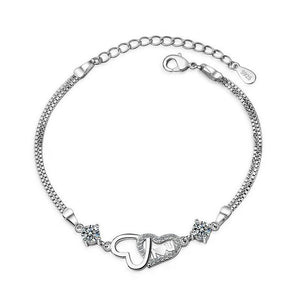 Bracelet Chaînette Mode Simple 925 Argent Blanc Zircon Amour Coeur pour ma chérie