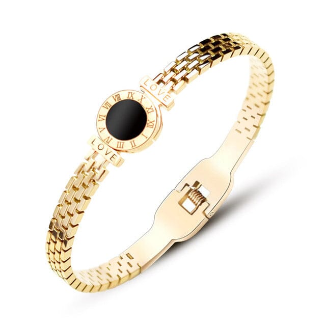 Nouveauté bracelet bijoux cadeau de haute qualité en acier et titane-chiffres romains mode or rose