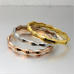 Bracelets effet bambou en acier inoxydable or-silver ou or rose de haute qualité pour femmes