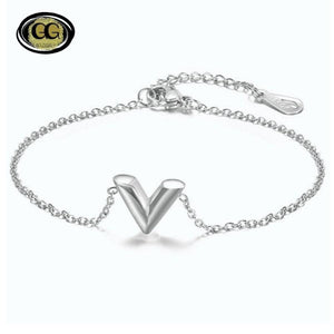 Collier en forme de V lettre pendentif en acier inoxydable couleur or rose or ou argent