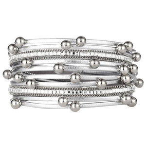 Bracelet Charme Pour Femmes Mode décoré de Perles Multiples Couches En Cuir