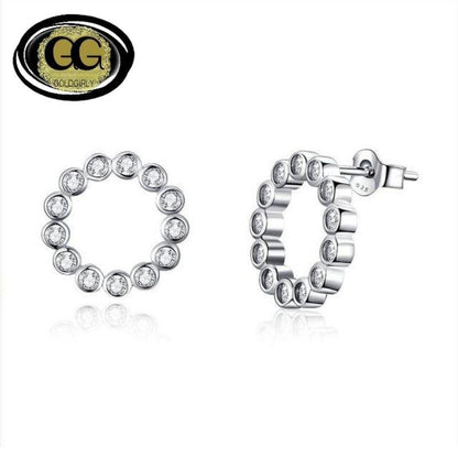 Boucles d'oreilles rondes en argent Sterling 925 pour femmes Idée cadeau