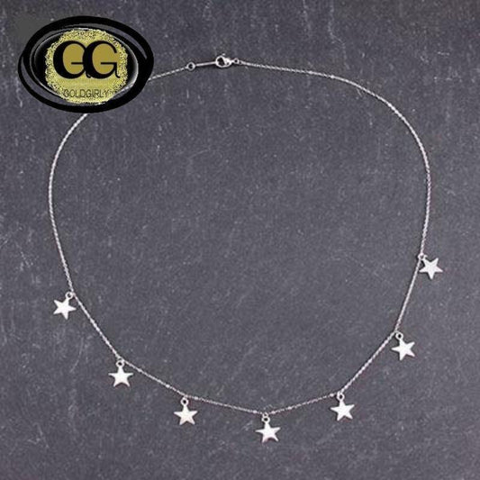 Collier tour du cou en acier inoxydable doré ou silver -rond-étoile-pendentifs Femme chaîne bijoux cadeau