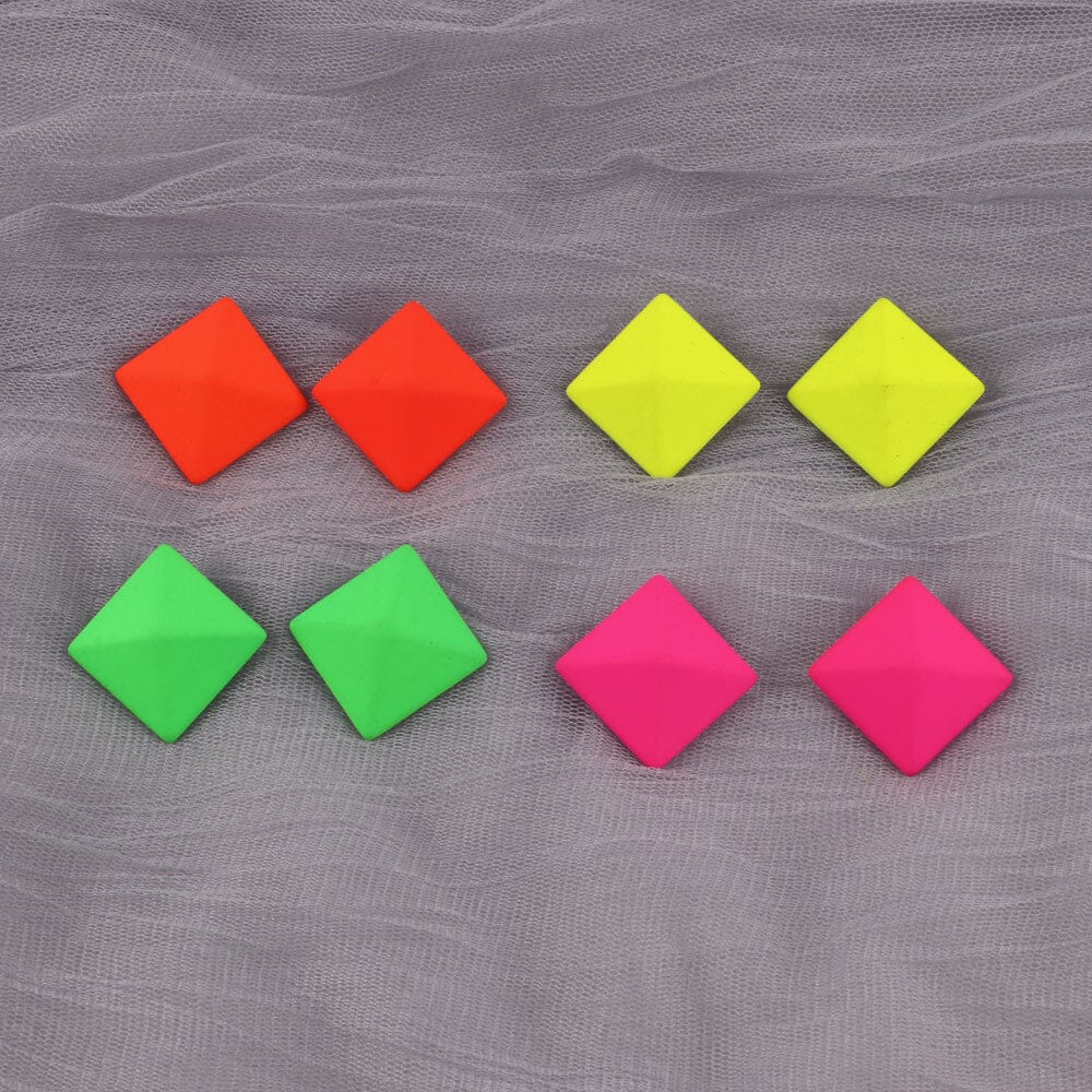 Boucles d'oreilles géométrique néon rond triangle ou carré en acrylique coloré