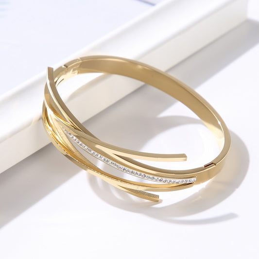 Bracelet GoldGirly en acier et crystal entrecroisés