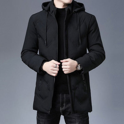 Parka Homme veste chaude d'hiver et épaisse avec capuche coupe-vent Top qualité style décontracté  manteau coupe-vent