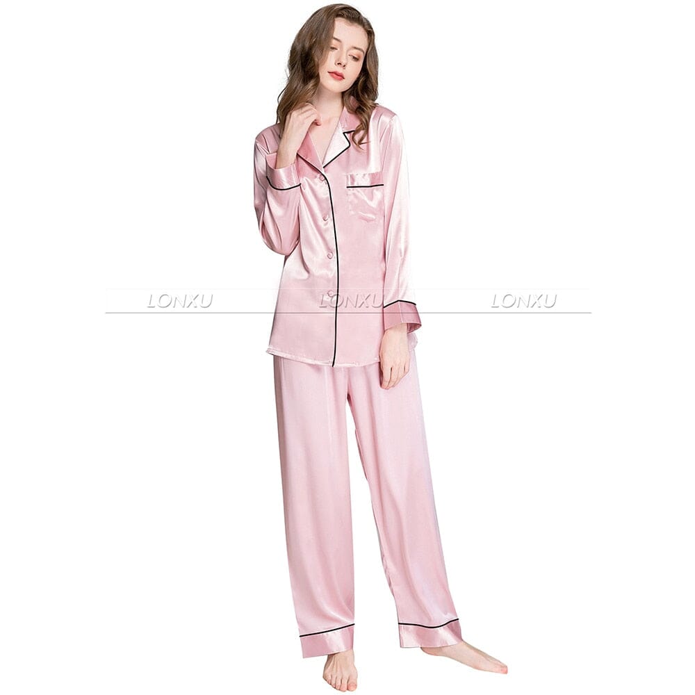 Ensemble de pyjama en satin de soie pour femme Vêtements de nuit  XS S M L XL 2XL 3XL