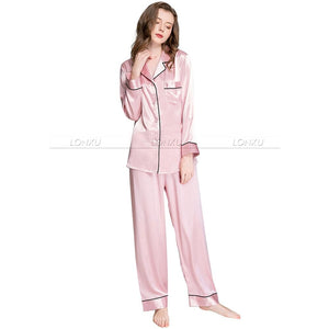 Ensemble de pyjama en satin de soie pour femme Vêtements de nuit  XS S M L XL 2XL 3XL