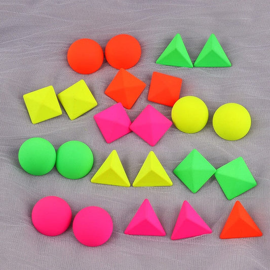Boucles d'oreilles géométrique néon rond triangle ou carré en acrylique coloré