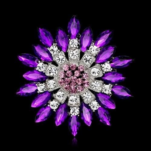 Broche Fleur en Crystal 9 Couleurs pour femmes