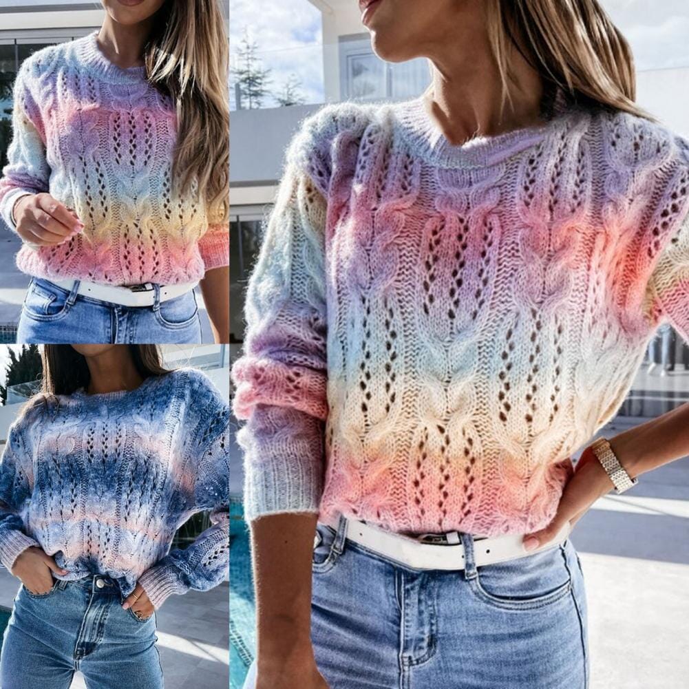 Pull arc en ciel tricoté