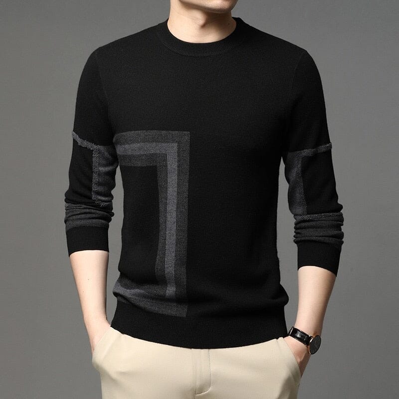 pull Mode Designer décontracté en tricot de laine noire