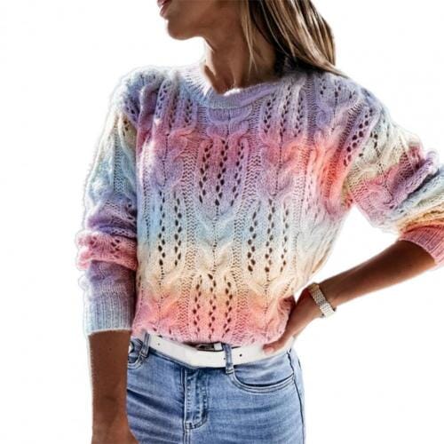 Pull arc en ciel tricoté