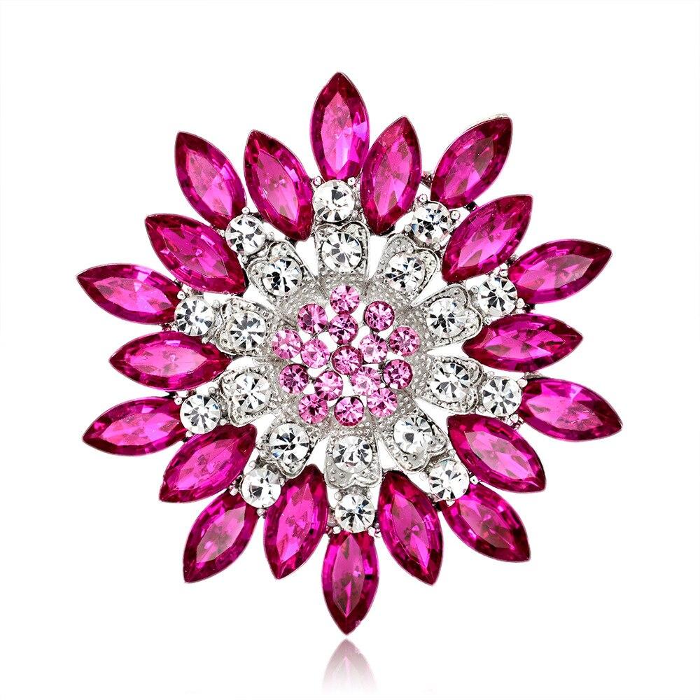 Broche Fleur en Crystal 9 Couleurs pour femmes