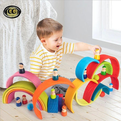 Jouets Montessori Bâtiment Arc-en-Ciel Jouets En Bois Montessori Jouets Éducatifs En Bois Empilage Jouets Éducatifs Pour Enfants Enfants Jouets