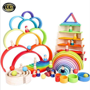 Jouets Montessori Bâtiment Arc-en-Ciel Jouets En Bois Montessori Jouets Éducatifs En Bois Empilage Jouets Éducatifs Pour Enfants Enfants Jouets