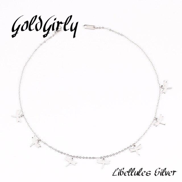 Collier tour du cou en acier inoxydable doré ou silver -rond-étoile-pendentifs Femme chaîne bijoux cadeau