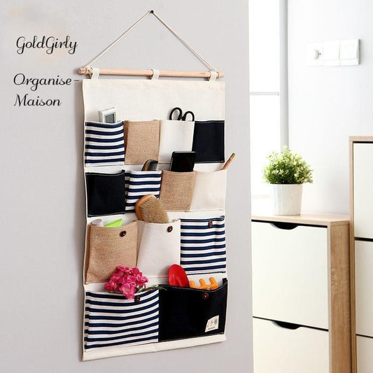 13 Poches pour Organiser vos rangements vide-poche à rayures Pratique,Maquillage fourre tout