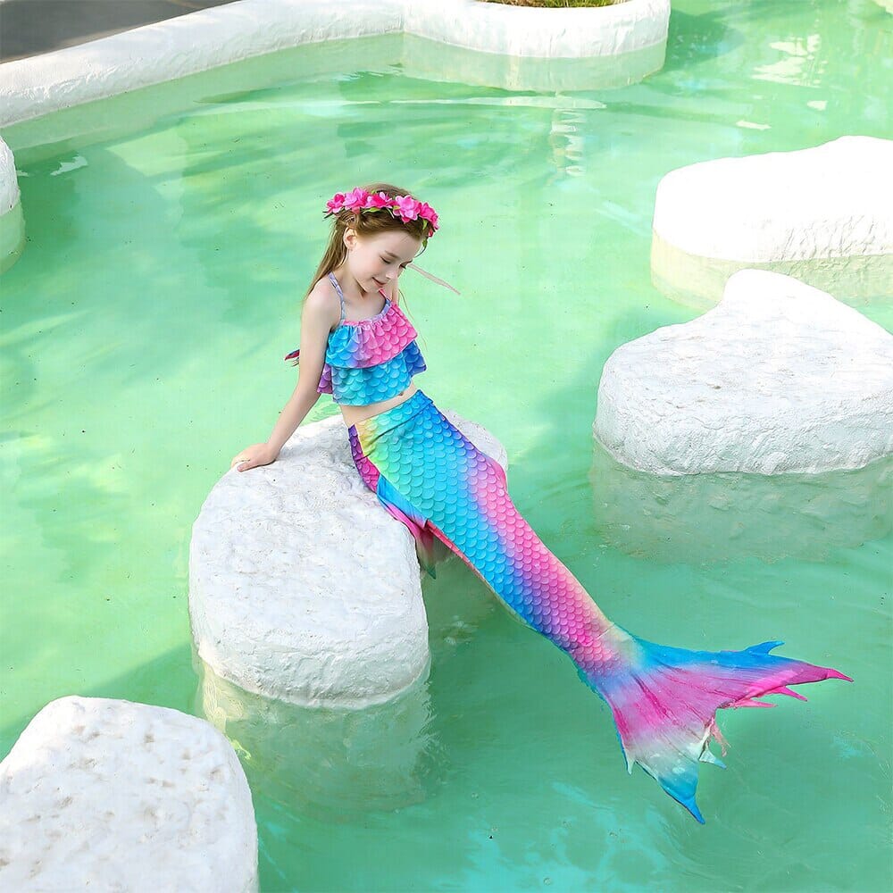 Costume de sirène fantaisie pour enfants queues de sirène pour les filles  maillot de bain pour piscine