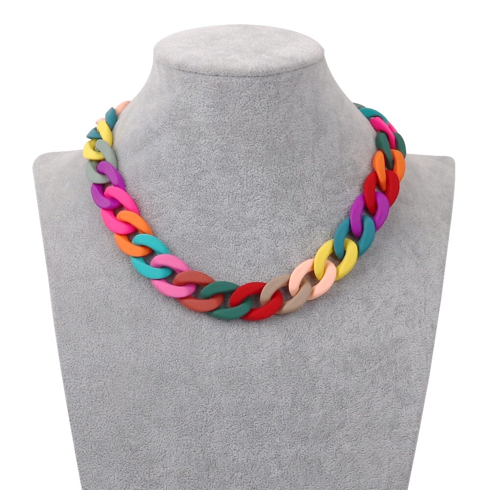 Collier de Chaînes Choker ras du cou Mode colorée en acrylique